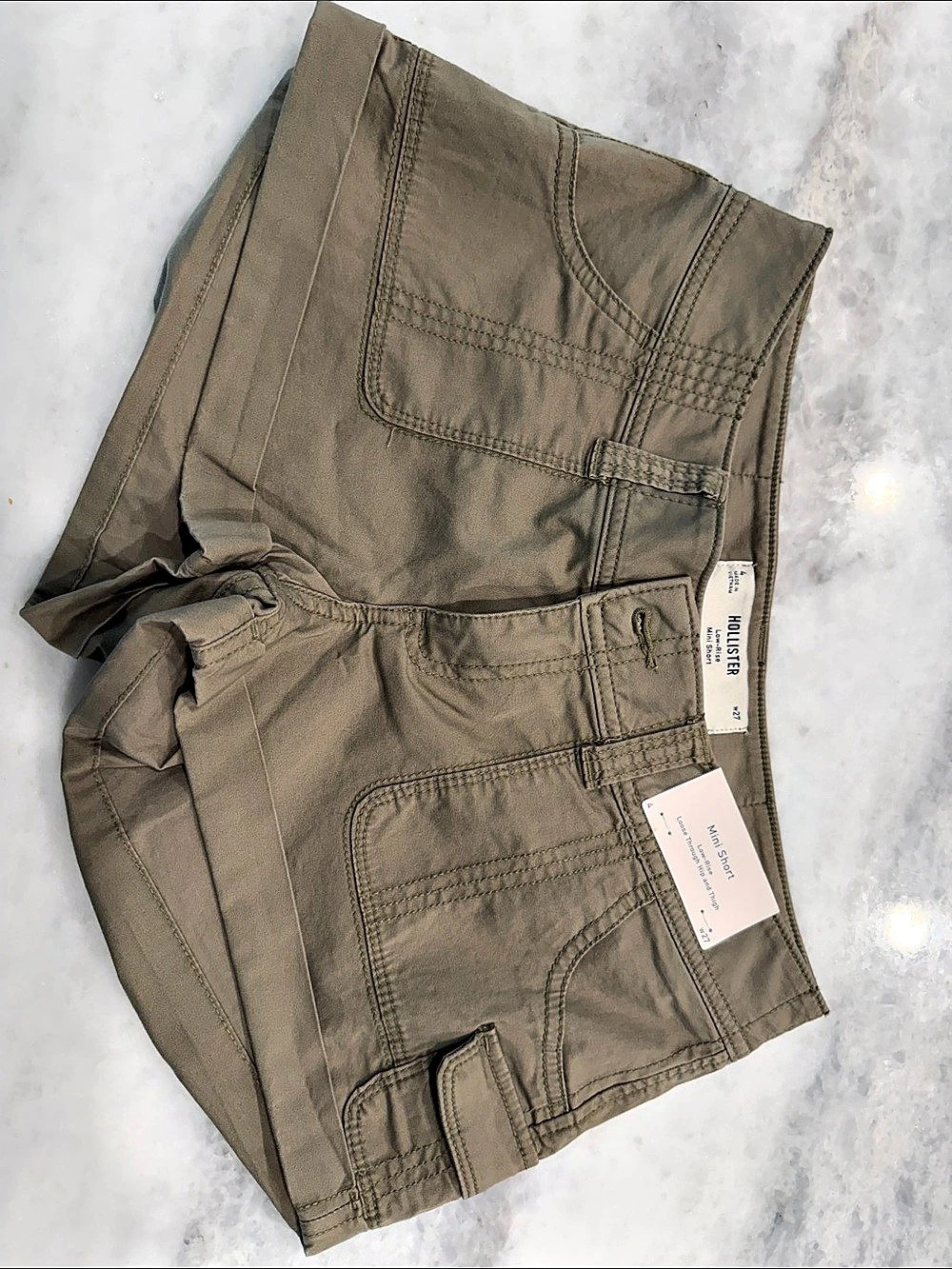 Hollister Mini Short Low-Rise Cargo Shorts Brown Size 4 NWT